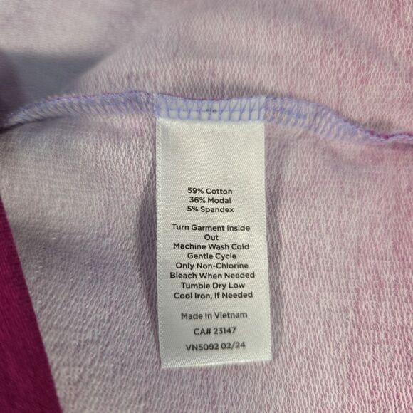 T by TALBOTS Snap Placket Pullover Sweatshirt Size Med Stretch Burgundy Ombre - Picture 8 of 9